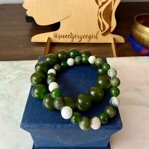 Handmade Jade Trio Abundance & Prosperity Bracelet Set